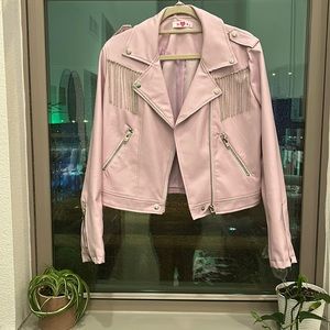 BuddyLove Rife Lavender Crystal Fringe Vegan Leather Jacket